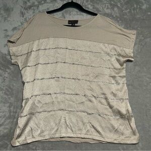 Dana Buchman Gold Shimmer Beaded Boxy Cap Sleeve Top Women’s XL